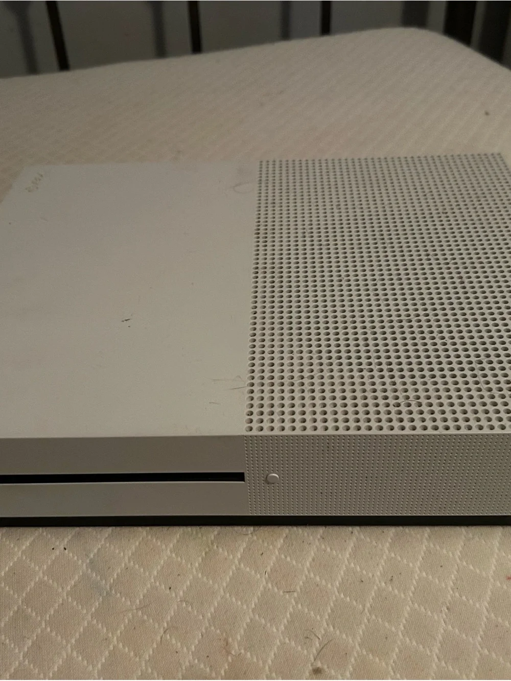 White Gaming Console with Perforated Top - Compact Entertainment System